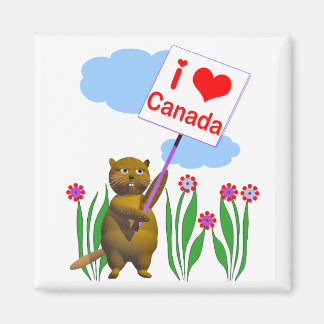 Canadian Beaver Loves Canada Magnet