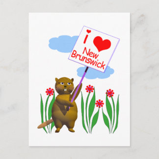 Canadian Beaver Loves New Brunswick Postcard