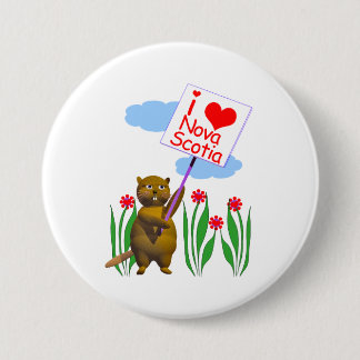 Canadian Beaver Loves Nova Scotia 3 Inch Round Button