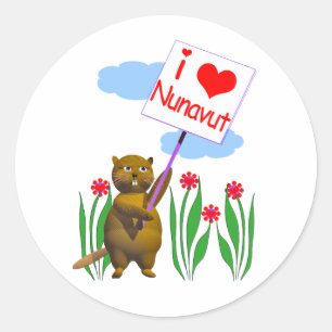 Canadian Beaver Loves Nunavut Classic Round Sticker
