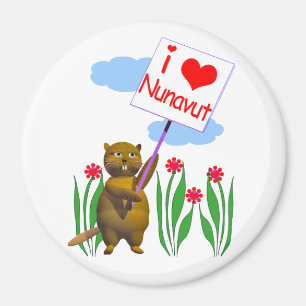 Canadian Beaver Loves Nunavut Magnet