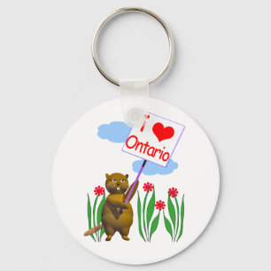 Canadian Beaver Loves Ontario Keychain
