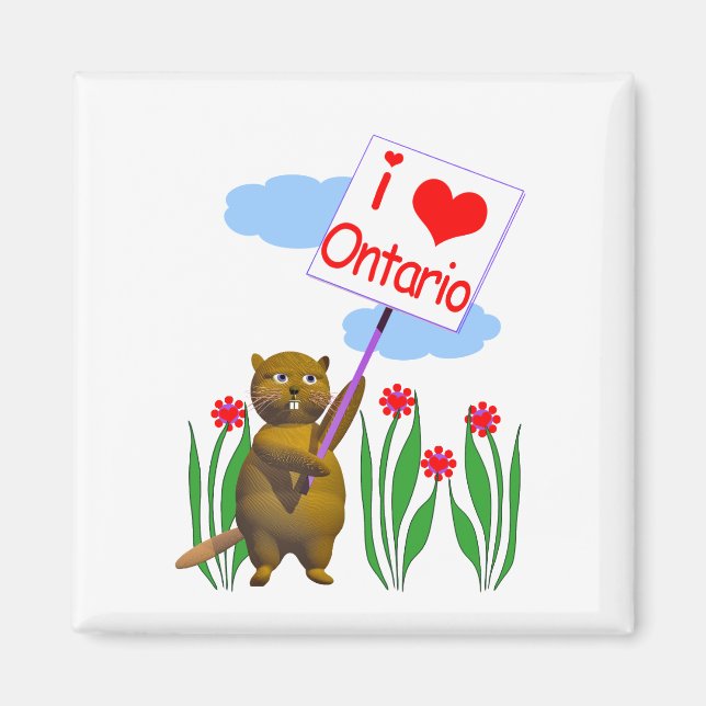 Canadian Beaver Loves Ontario Magnet (Front)