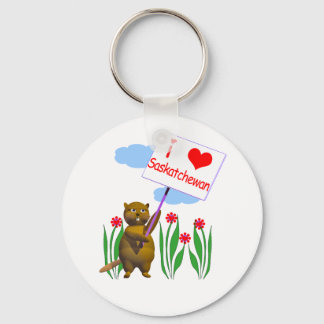 Canadian Beaver Loves Saskatchewan Keychain