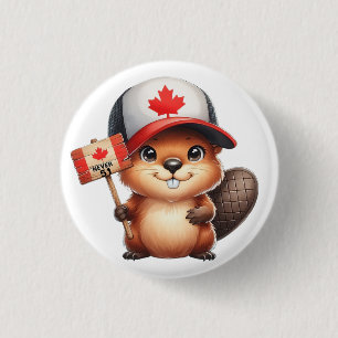 Canadian Beaver Never 51 1 Inch Round Button