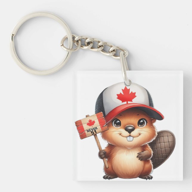 Canadian Beaver Never 51 Keychain (Front)