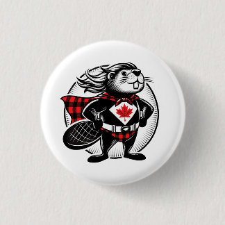 Canadian Beaver Superhero 1 Inch Round Button