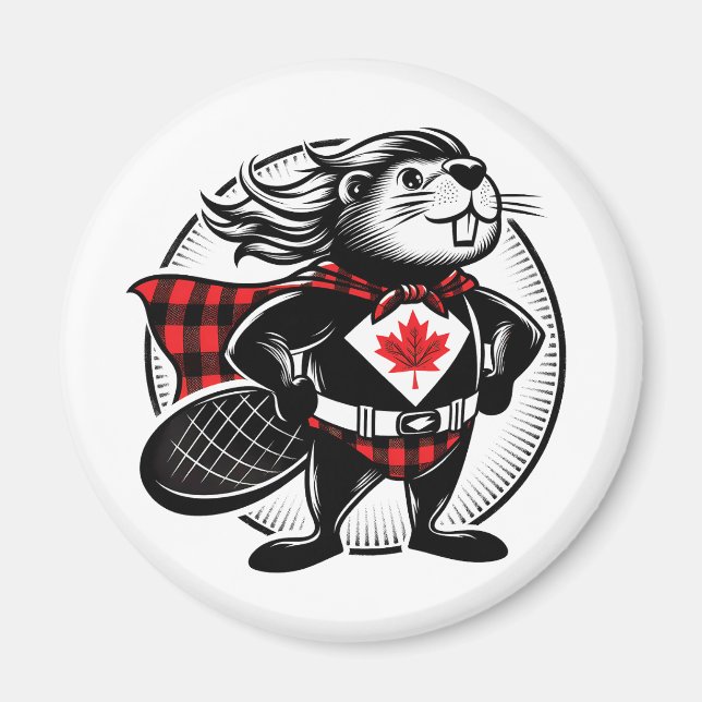 Canadian Beaver Superhero Magnet (Front)