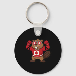 Canadian Beaver Symbol Hockey Flag Shirt 1st July  Keychain