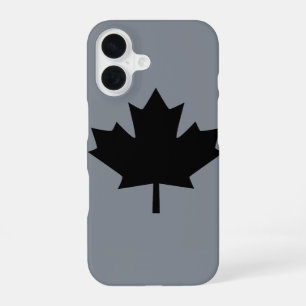 Canadian Black Maple Leaf Decor iPhone 16 Case