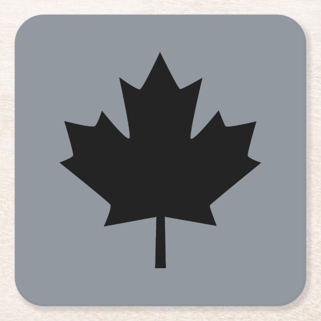 Canadian Black Maple Leaf Display Square Paper Coaster (Front)
