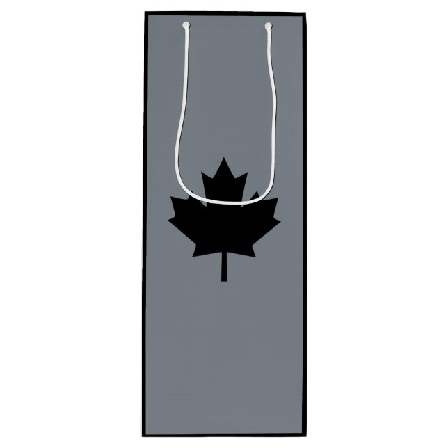 Canadian Black Maple Leaf Display Wine Gift Bag (Front)