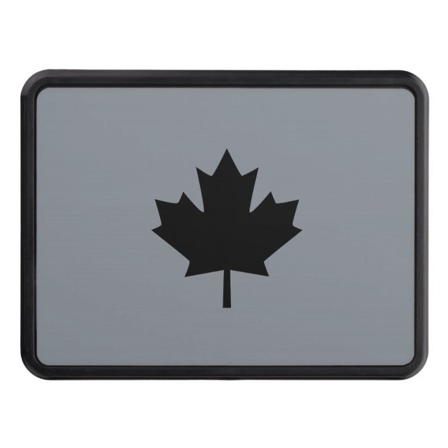 Canadian Black Maple Leaf Graphic Trailer Hitch Cover (Front)