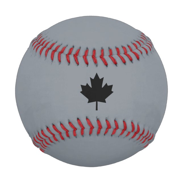 Canadian Black Maple Leaf on Grey Baseball (Front)