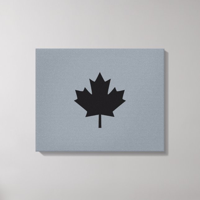 Canadian Black Maple Leaf on Grey Canvas Print (Front)