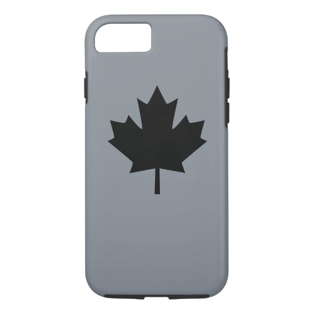 Canadian Black Maple Leaf on Grey Case-Mate iPhone Case (Back)