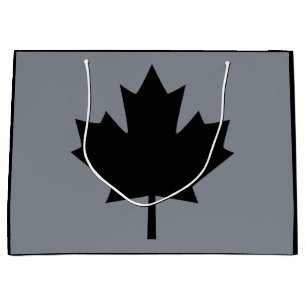 Canadian Black Maple Leaf Style Large Gift Bag