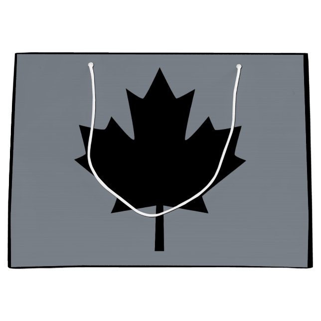 Canadian Black Maple Leaf Style Large Gift Bag (Front)