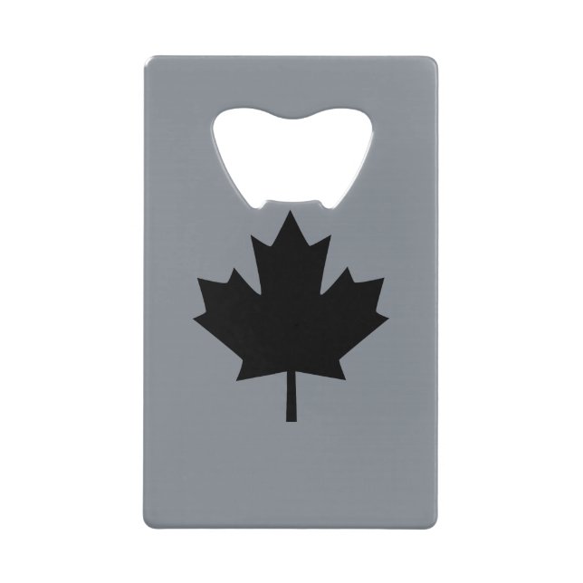 Canadian Black Maple Leaf Style Wallet Bottle Opener (Front)