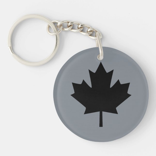 Canadian Black Maple Leaf Symbol Keychain (Front)