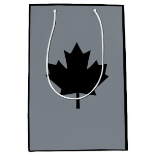 Canadian Black Maple Leaf Symbol Medium Gift Bag