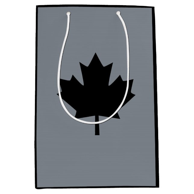 Canadian Black Maple Leaf Symbol Medium Gift Bag (Front)