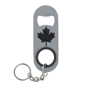 Canadian Black Maple Leaf Symbol Mini Bottle Opener