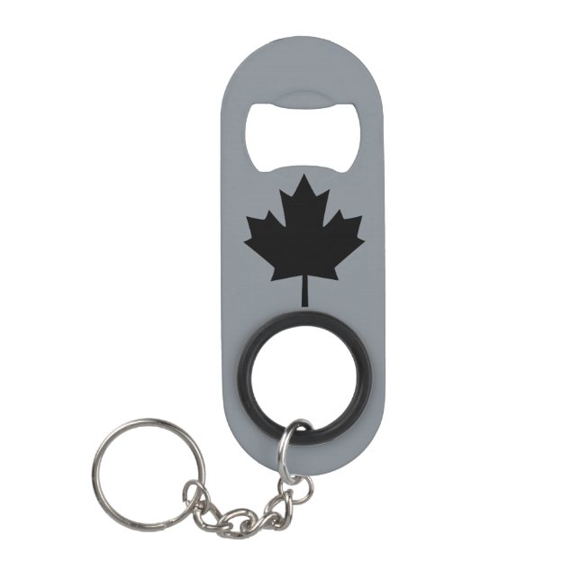 Canadian Black Maple Leaf Symbol Mini Bottle Opener (Front)