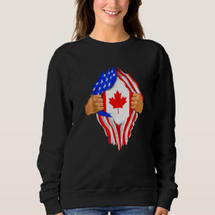 Canadian Blood Inside Me Usa Flag Canada Sweatshirt