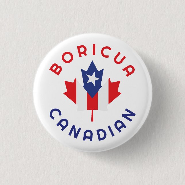 Canadian Boricua  Roots 1 Inch Round Button (Front)