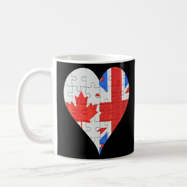 Canadian British Flag Heart  Coffee Mug (Left)