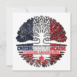 Canadian Canada French France Tree Roots Flag Card