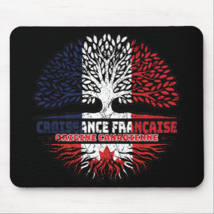 Canadian Canada French France Tree Roots Flag Mouse Pad
