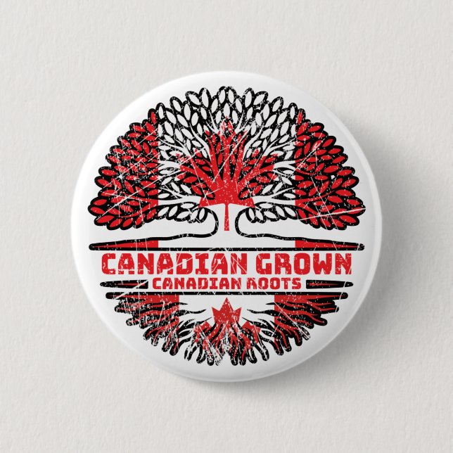 Canadian Canada Tree Roots Flag 2 Inch Round Button (Front)