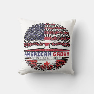 Canadian Canada US American USA United States Tree Throw Pillow