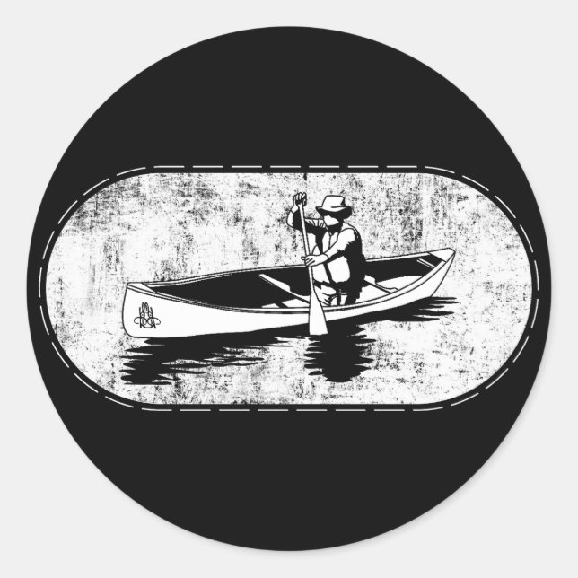 Canadian Canoe Paddling Canoeist Vintage  Classic Round Sticker (Front)