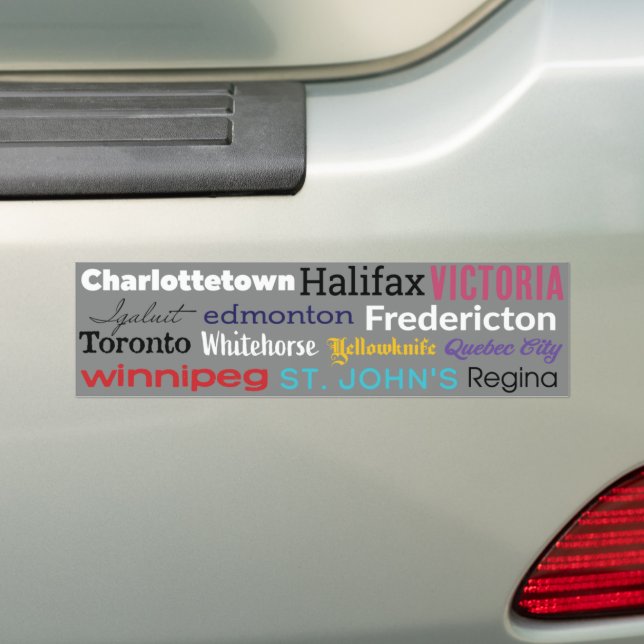 Canadian Capital Cities Bumper Sticker (On Car)