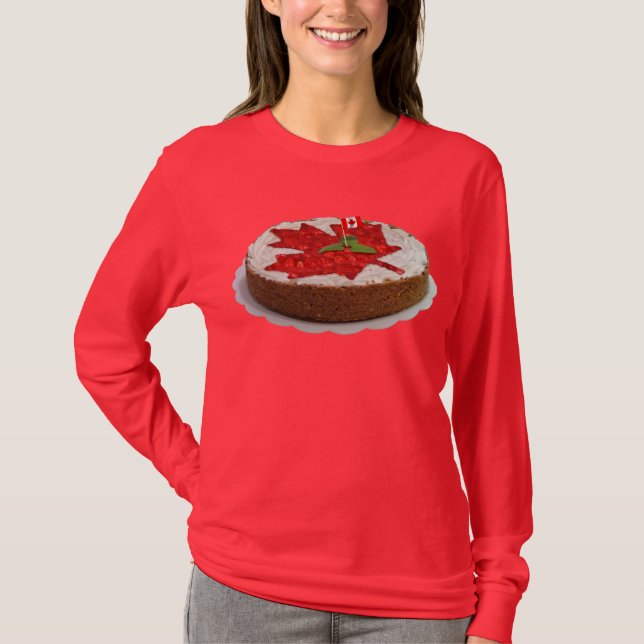 Canadian Cherry Maple Leaf Cake T-Shirt (Front)