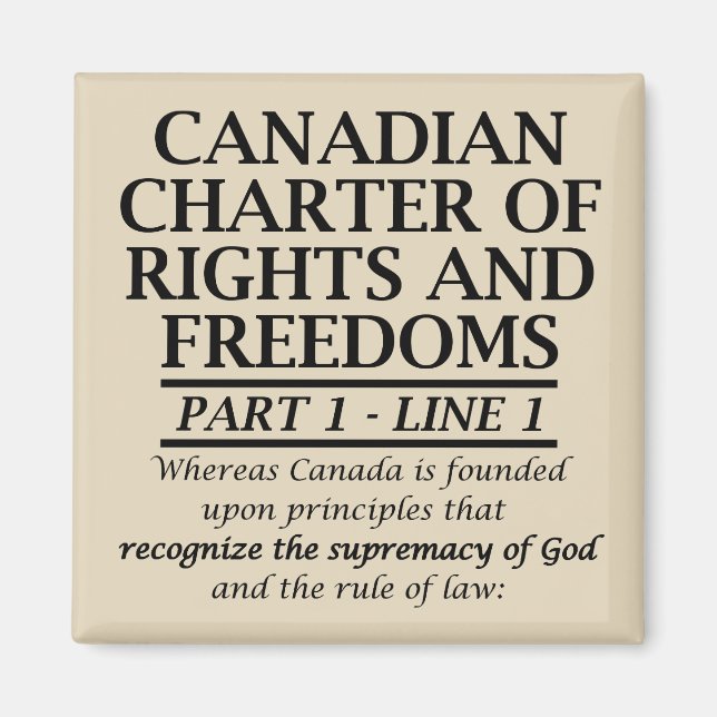Canadian Christian Canada Charter Freedom Religion Magnet (Front)