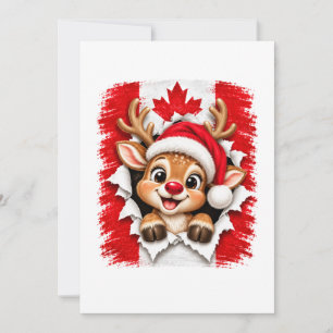 Canadian Christmas Reindeer Holiday Card