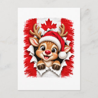Canadian Christmas Reindeer Invitation Postcard