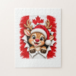 Canadian Christmas Reindeer Jigsaw Puzzle