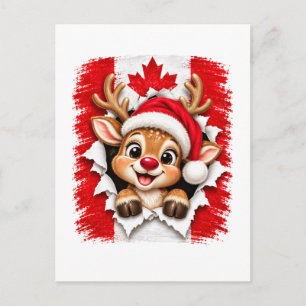 Canadian Christmas Reindeer Postcard