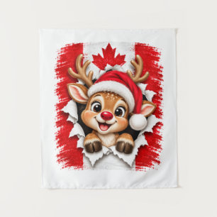 Canadian Christmas Reindeer Tapestry