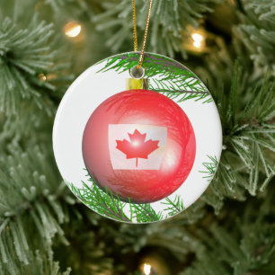 Canadian Christmas Tree Ball Ceramic Ornament
