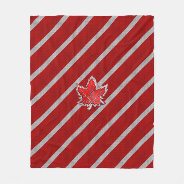 Canadian Chrome Maple Leaf on Carbon Fiber Styles Fleece Blanket (Front)