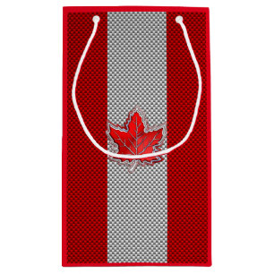 Canadian Chrome Maple Leaf on Carbon Fibre Styles Small Gift Bag