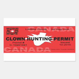 Canadian Clown Hunting Permit (4x) Sticker