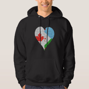 Canadian Djiboutian Flag Heart Hoodie