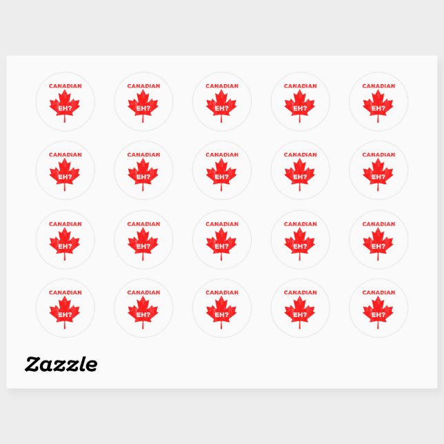 Canadian Eh? Maple Leaf Classic Round Sticker (Sheet)